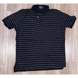 Ralph Lauren Men's Polo Shirt Black with White Pinstripes XL